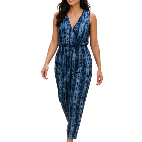 Old Navy Pants - Old Navy Breathe On Cross Front Jumpsuit Navy Tie Dye 2 Front Pockets Size 2X